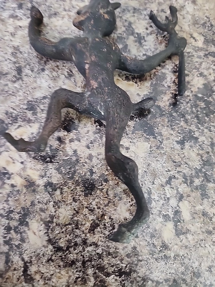 Vtg Cast Iron Devil Chimney Flue Fireplace Damper Pull Metal Rustic Primitive