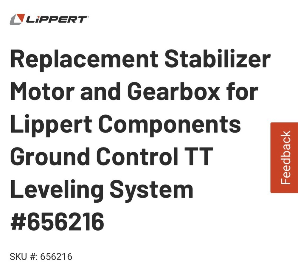 Stabilizer Motor & Gearbox for Lippert Ground Control TT Leveling System 656216