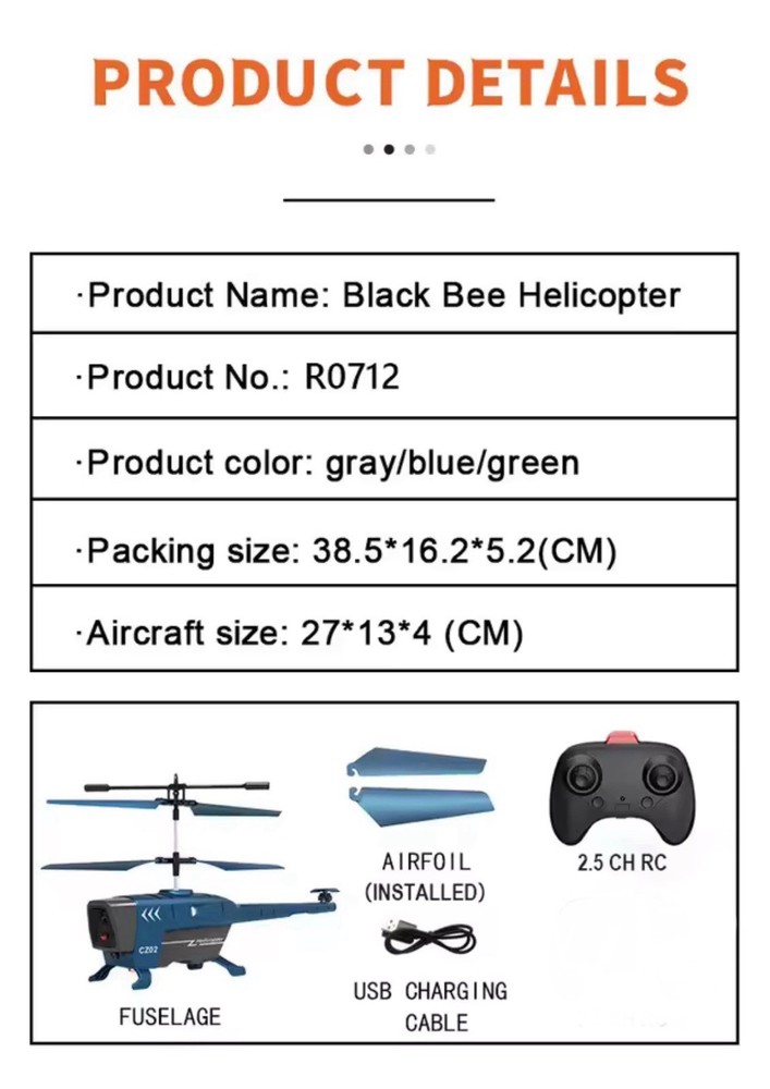 Blue Bee RC Helicopter – 2.5CH