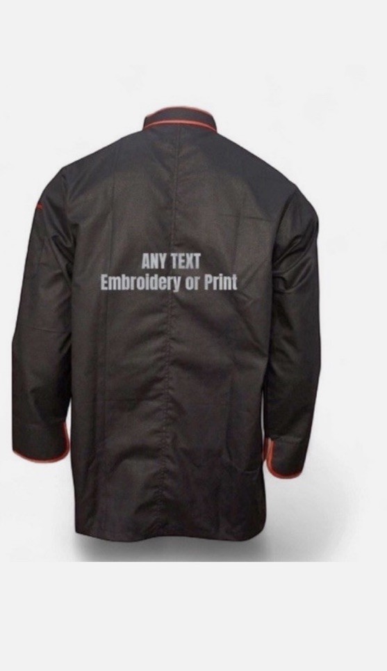 Custom Chef Coat: Print Black Culinary Jacket (S-XL)