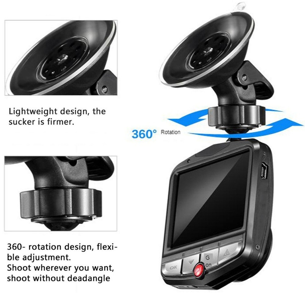 2.4’’ Display Mini Car Camera, G-Sensor Dash Cam, Loop Recording, 32GB Card