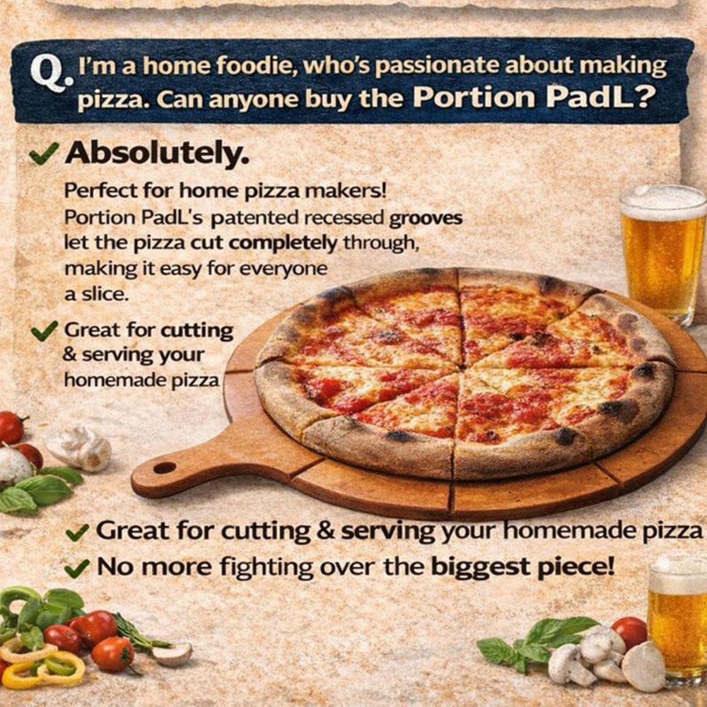 Single-Side Equal Slice Guide - 19” Diameter Padl for 16” Pizza, 6-Slice Portion