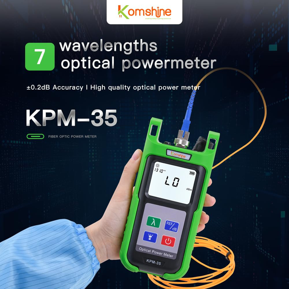 7-Wavelength Optic Fiber Power Meter & Light Source Kit, Self-Calibrating