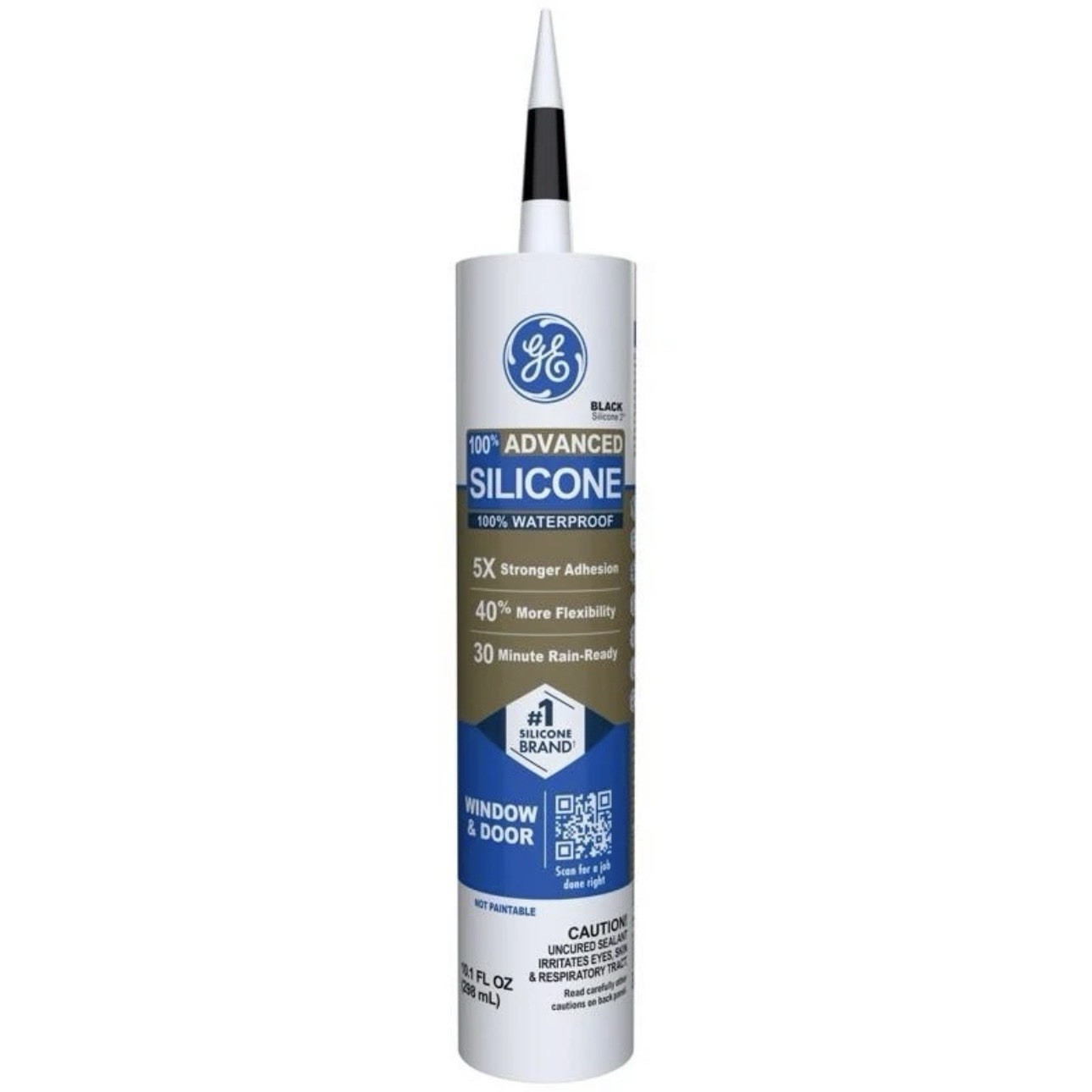 GE Advanced Silicone 2 Window and Door BLACK Silicone Caulk 10.1 oz - Pack of 12