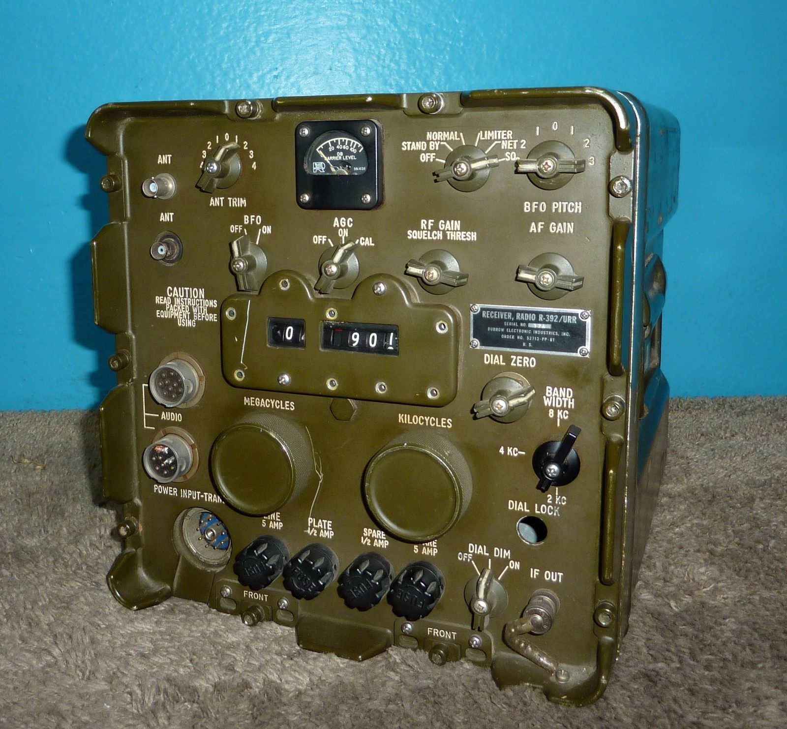 US Army Signal Corps R-392/URR Radio Receiver Dubrow Parts Only As-Is