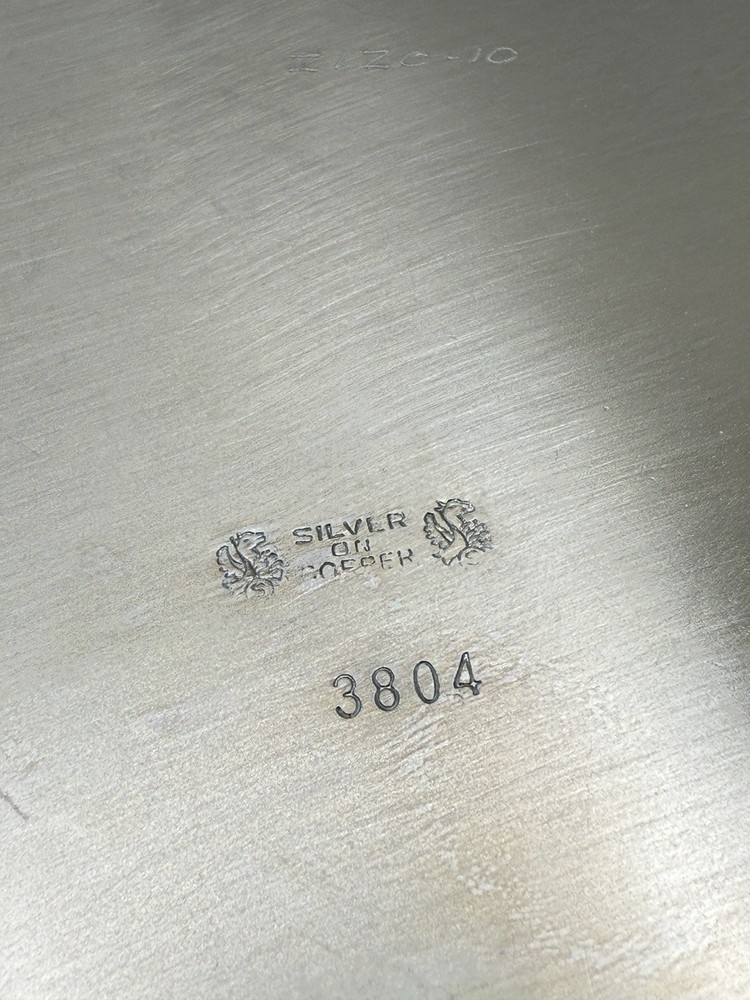 Barbour Silver Plate Co Footed Etched Tray 13” Silver On Copper #3804