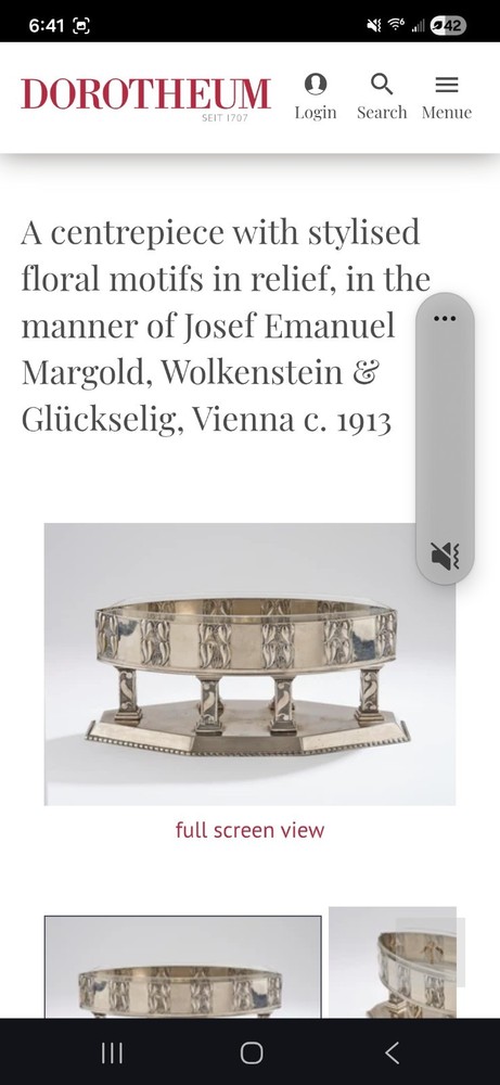 Emanuel Josef Margold Centerpiece Stand Lenk Austria c1913 Silverplate