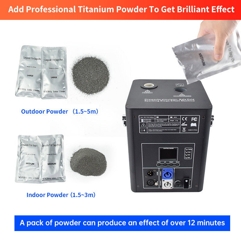 2Pcs 750W Cold Spark Firework Machine 6.6-9.8ft DJ Special Effect with CASE
