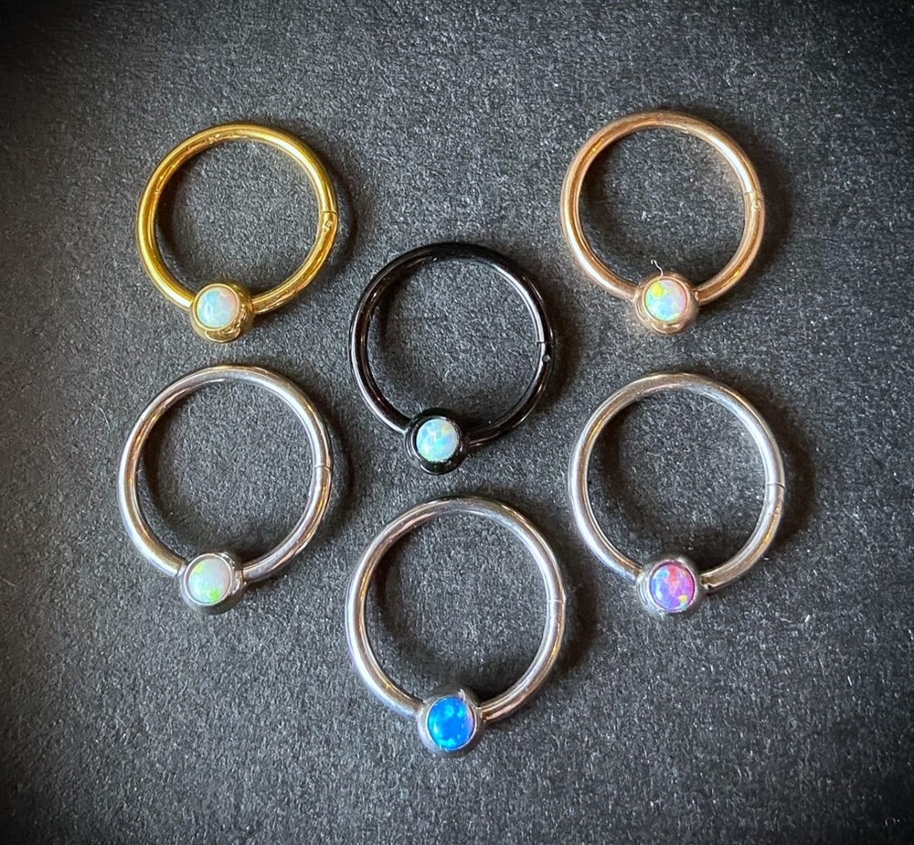 1pc Opal Ball Hinged Segment Ring Septum Clicker Captive Bead Helix Cartilage
