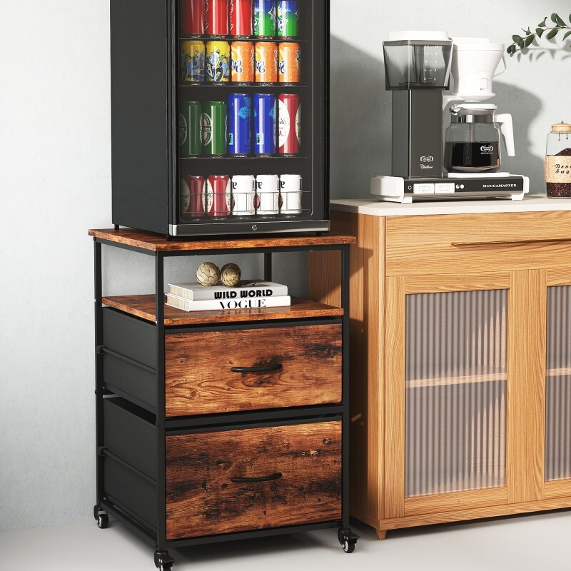 Mini Fridge Stand with Storage Beverage Refrigerator Cooler Stand Table