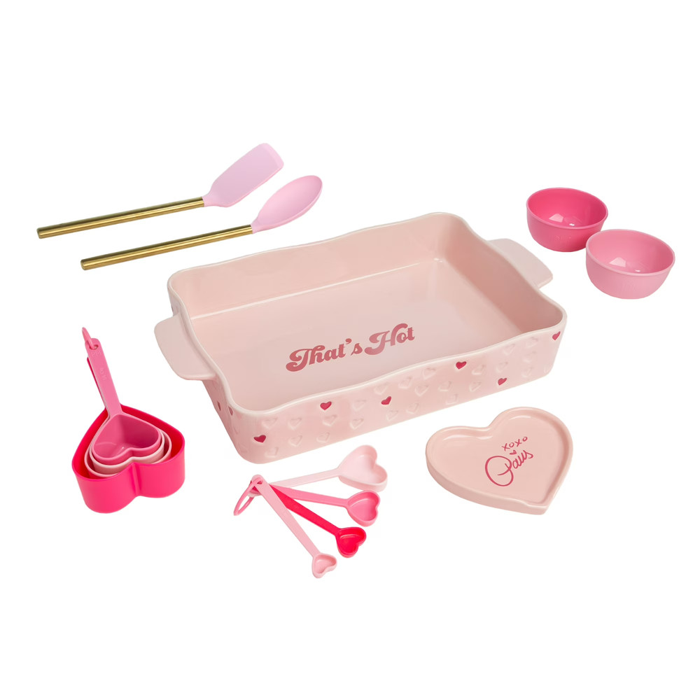 Paris Hilton Sliving 14pcs Ceramic Lasagna Bakeware Set Pink Kitchen CookingTool