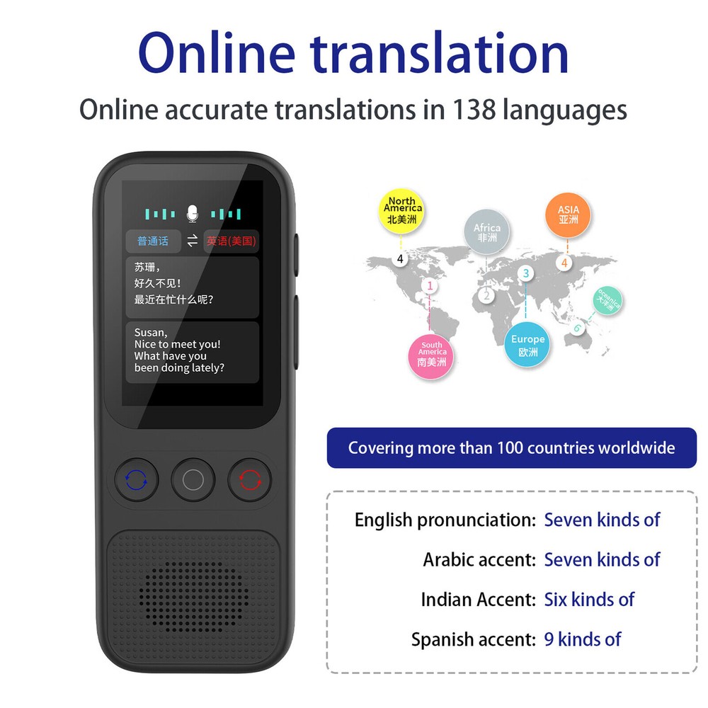 Portable Language Translator Device with 138 Languages Voice Translating .