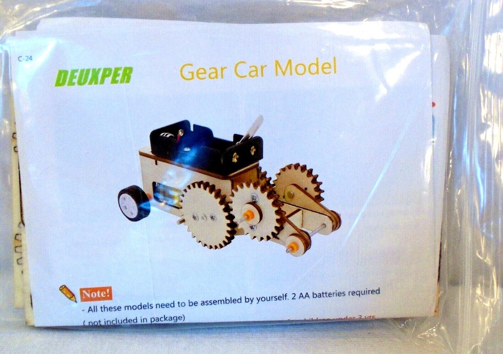 3 Deuxper Models Electric Wood Stem Electronics Learning Kits Car Tank Carousel