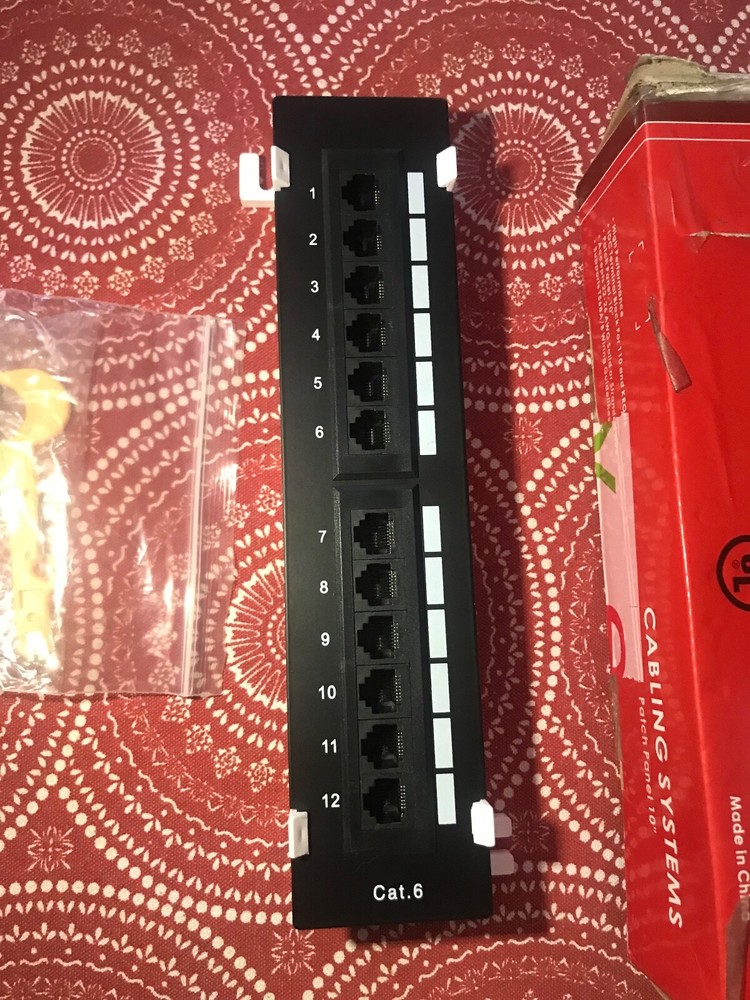 12-Port Cat6 Patch Panel Vertical RJ45 Type 110 Rack Mountable 10" x 2.25"