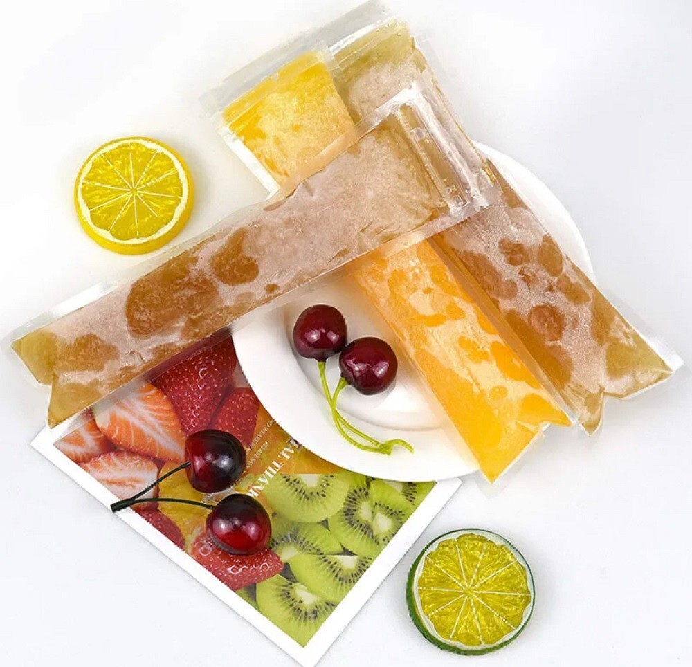 100 Pcs BPA-Free Popsicle Mold Bags-Freezer Tube Bags Ice Pop Pouch w a Funnel
