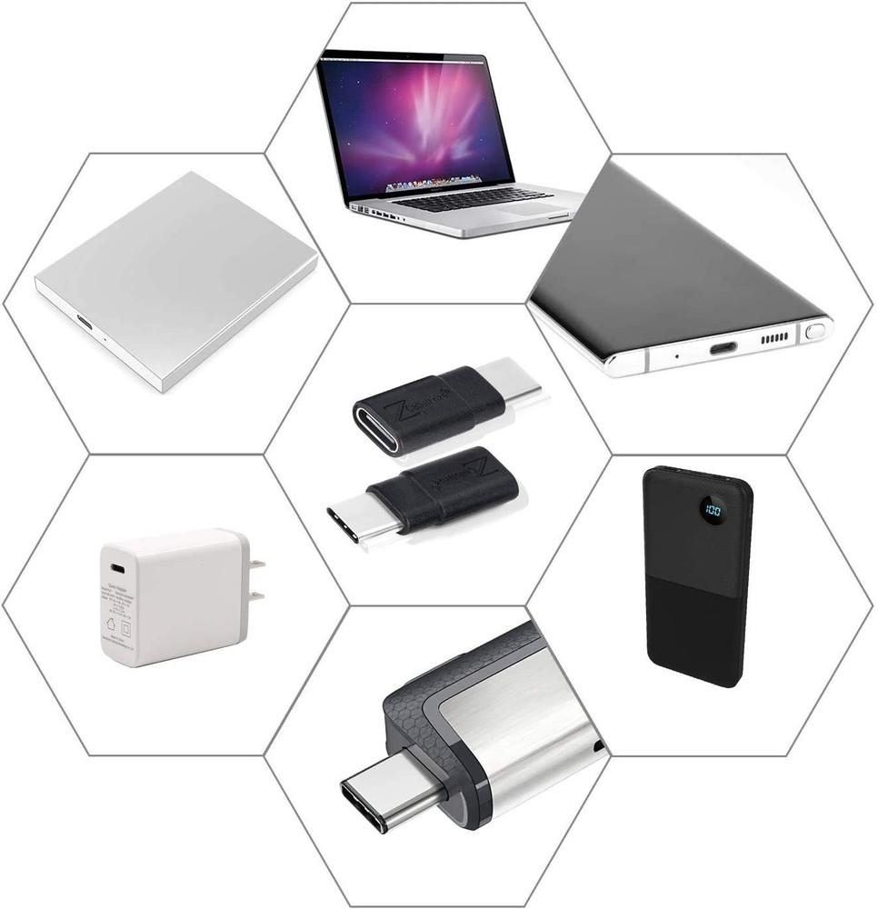 Cellularize USB C Extender Adapter (2 Pack) 40Gbps 240W Cable 2 Pack, Black