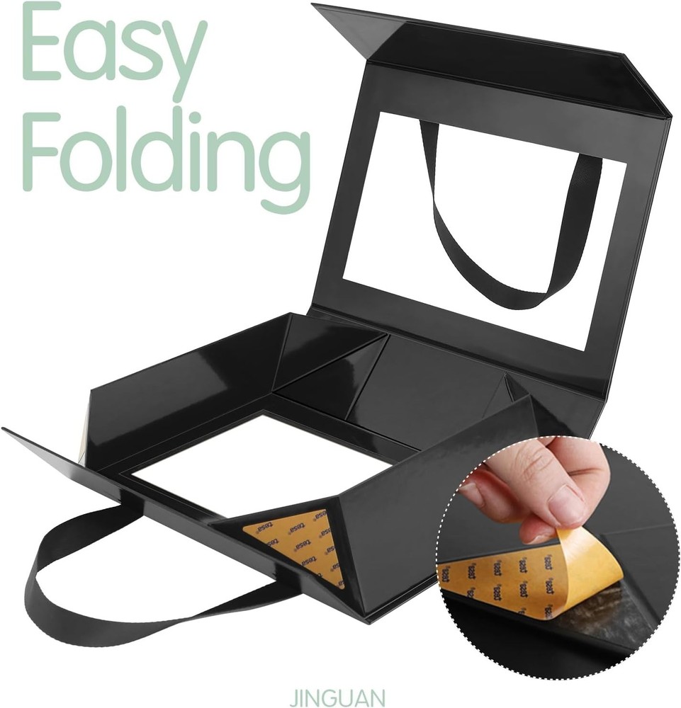Chic Black Gift Box with Window & Handle - Exquisite Presentation for Presents