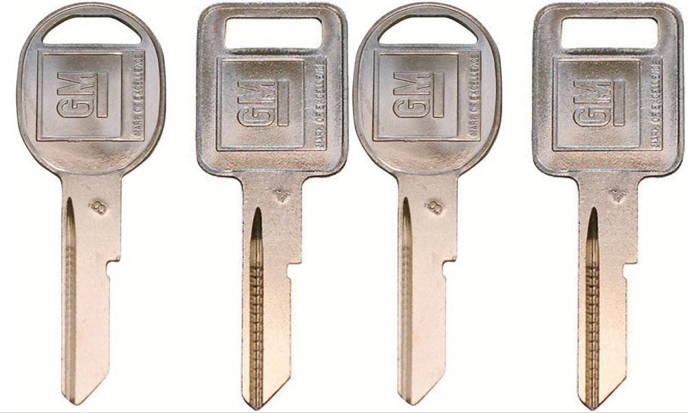 4 Keys Set - New GM Logo OEMA Ignition +B Doors/Trunk Key Blanks Uncut