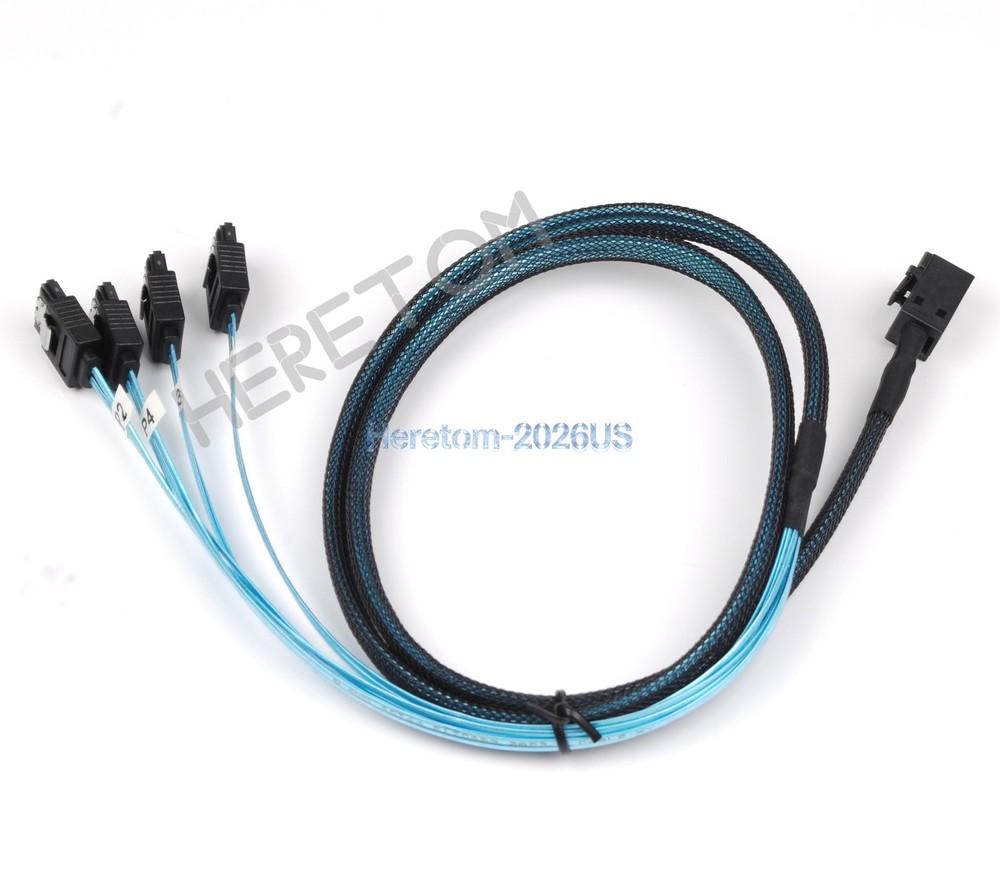 Mini SAS SFF-8643 to 4 SATA 7pin hard disk 6Gbps data Server Raid Cable 1m