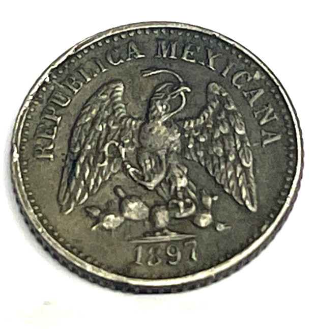 1897 MoM MEXICO SILVER 5 CENTAVOS AU. E1771