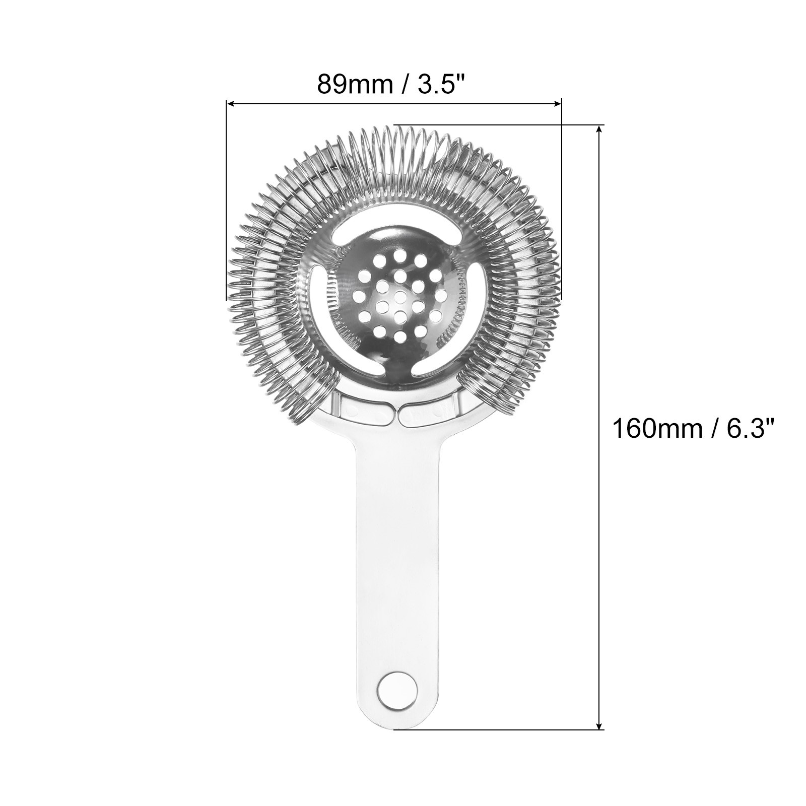 Cocktail Strainer, 1pcs - Stainless Steel Bar Strainer (Silver Tone, 160mm)
