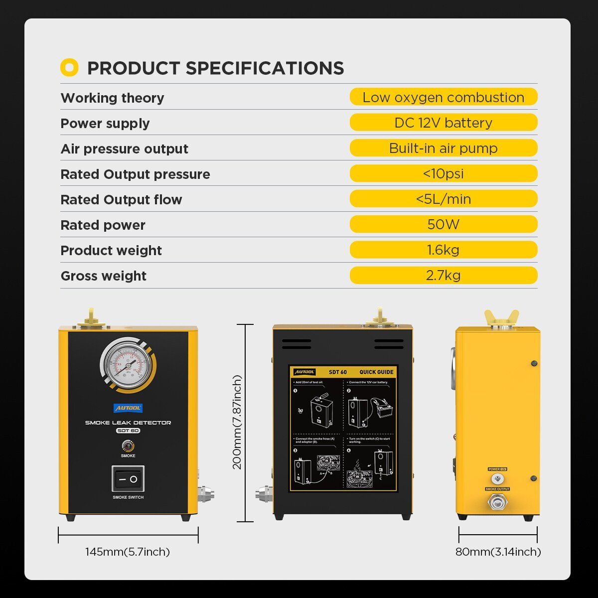 Automotive EVAP Smoke Machine Diagnostic Pipe System Vacuum Car Leak Detection