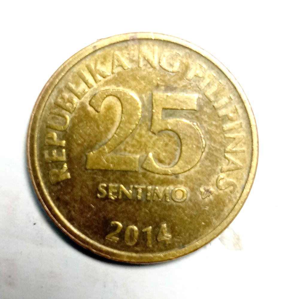 PHILIPPINES 25 SENTIMO 2014 DOUBLE DIE ERROR