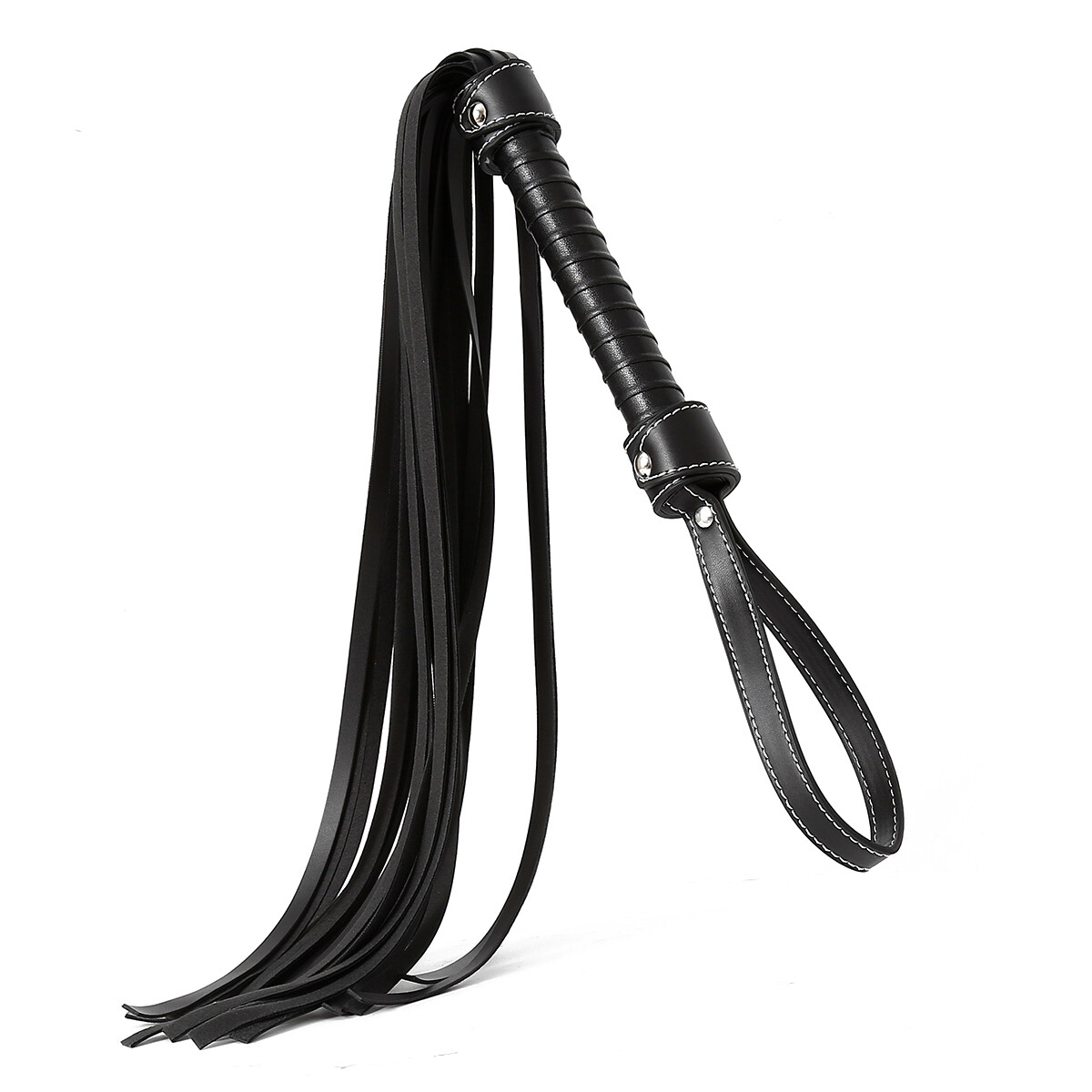 30'' PU Leather Riding Crop Flogger Whip Black Spanking Whip Portable Adult Game