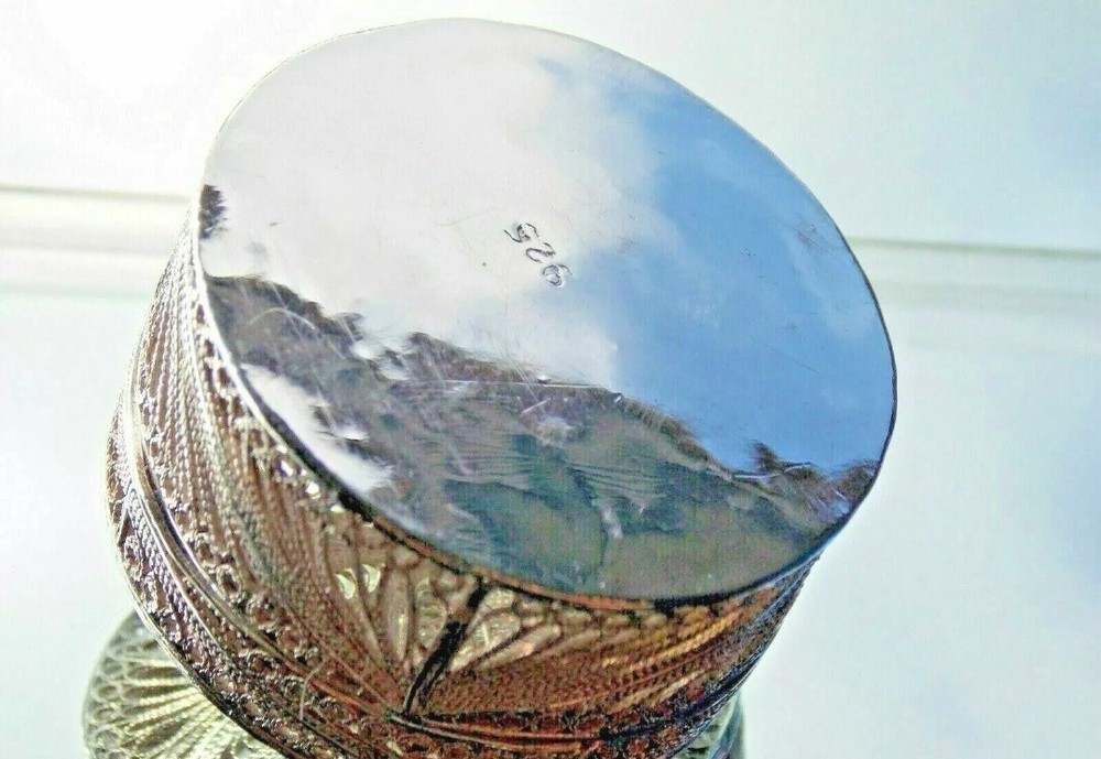 French Antique Victorian Filigree Solid Silver Snuff Box -Pomander Box