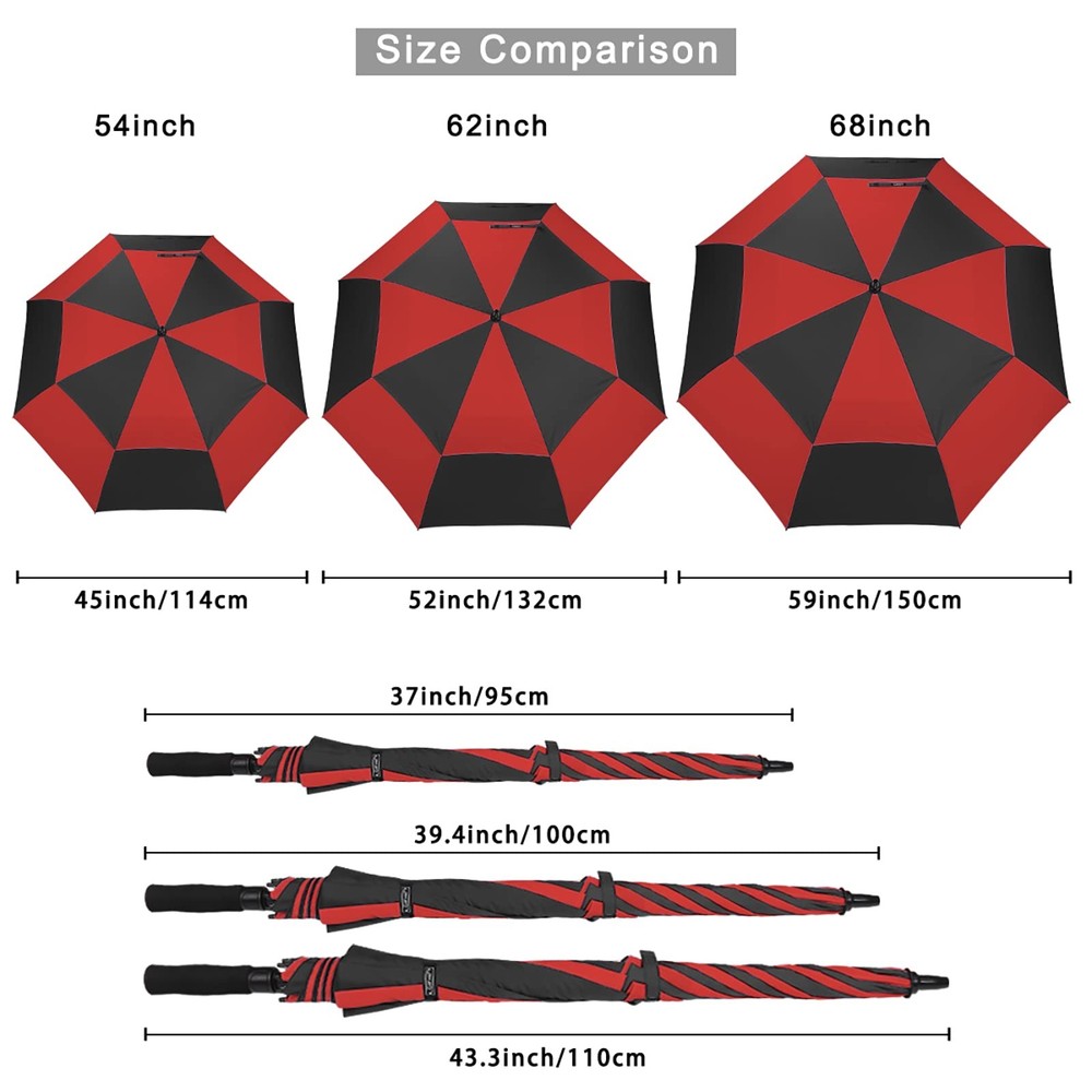 G4Free 62 Inch Automatic Open Golf Umbrella - Extra Large Double Canopy Vented