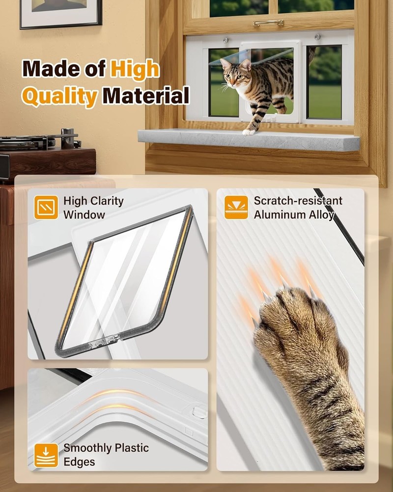 Aluminum Frame Cat Door Insert - Adjustable 23-28 Inch Weatherproof Solution