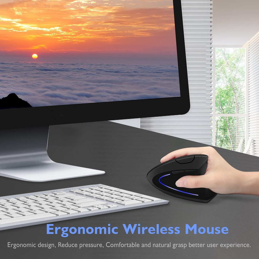 Ergonomic Mouse Wireless Bluetooth Vertical Mouse Three-mode Connection:BT5.0...