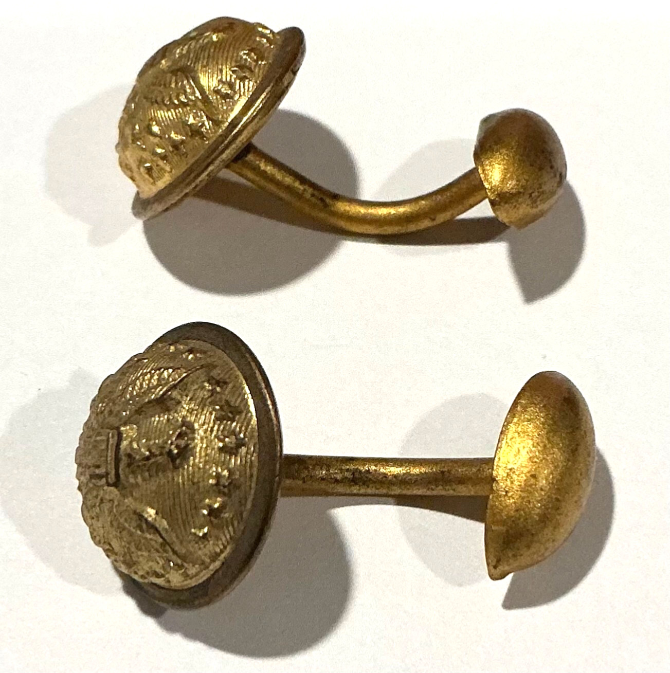 ANTIQUE MILITARY USA EAGLE BUTTON CUFFLINKS GOLD GILDED VICTORIAN CIVIL WAR ERA