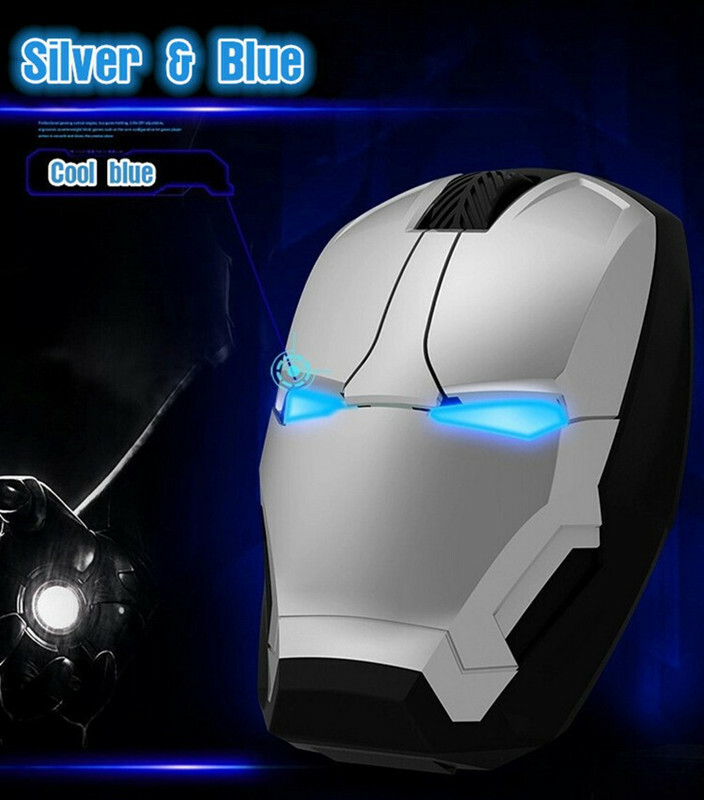 Wireless mouse for Iron man appearance computer games mouse(Silver)