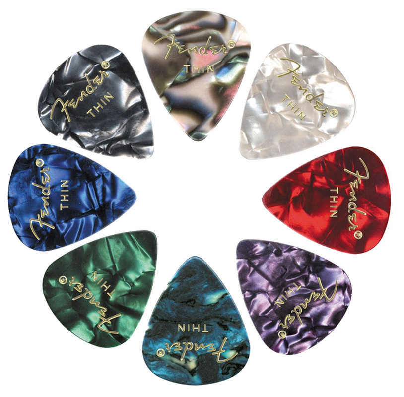 Fender Guitar Picks Assorted Thickness and Colors 12 Pcs. + Picks Holder