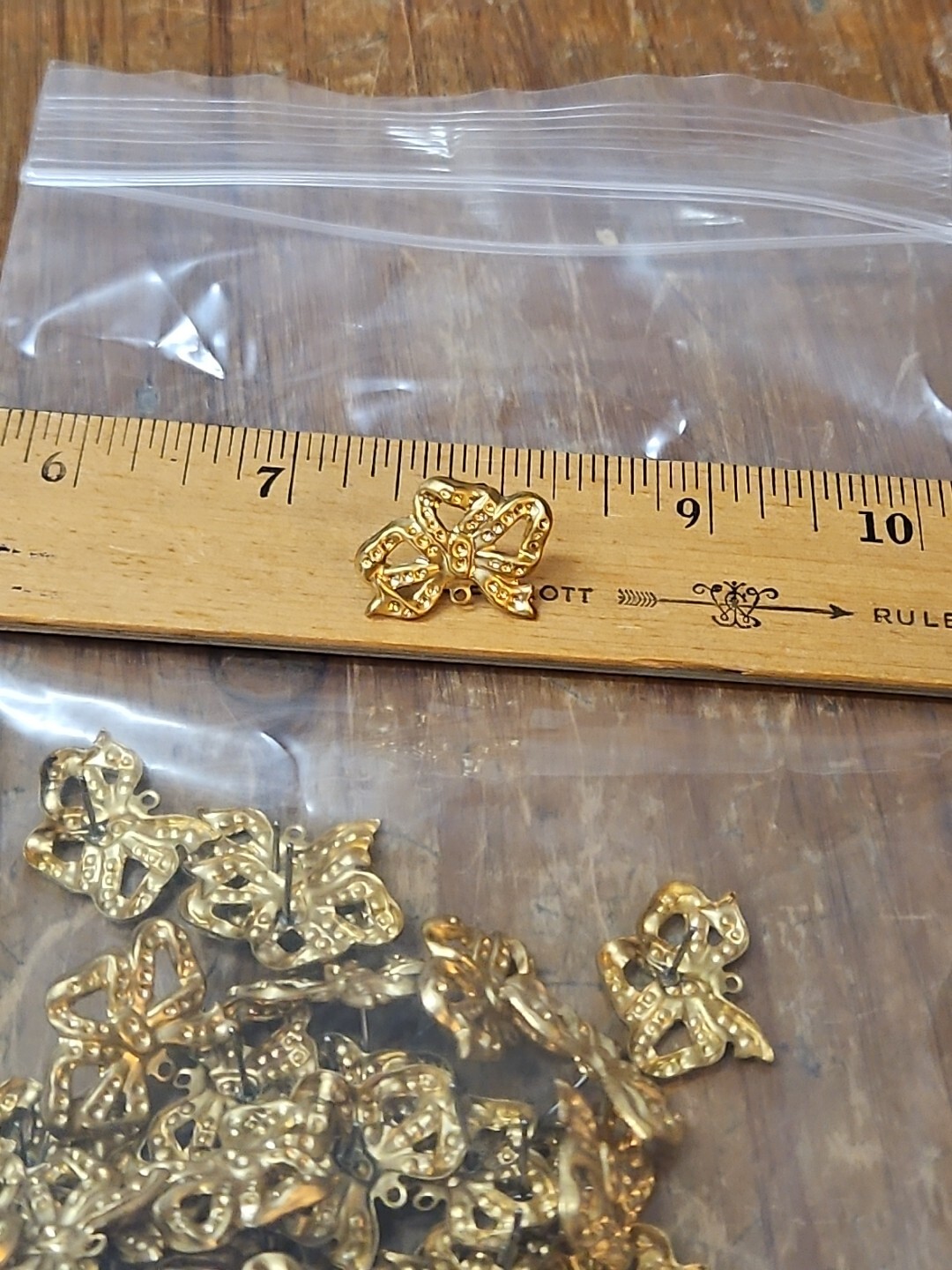 Huge Lot 50 Bow Post Stud France Vintage 60s Brass Stampings Findings Jewelry