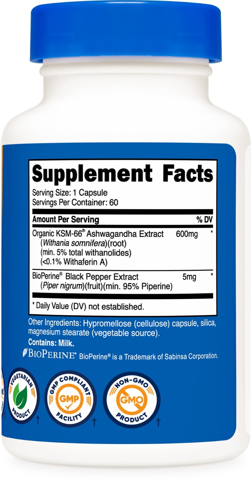 Nutricost KSM-66 Ashwagandha Root Extract 600mg, 60 Vegetarian Caps