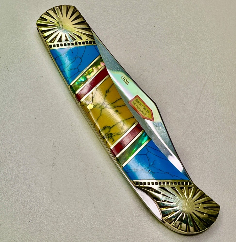 Large 5" Long SILVERHORSE STONEWORKS Single-Blade LOCKBACK with 3.5" Blade