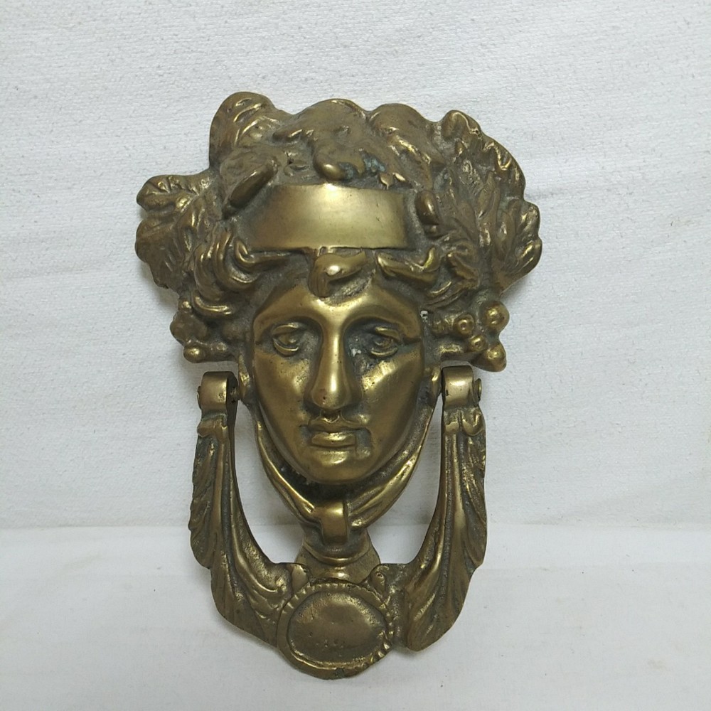 Vintage Solid Brass Large 6.75" Neo-Classical Apollo Door Knocker 2lb 10oz