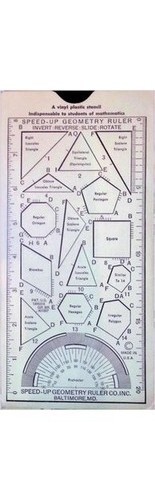 Speed-Up Geometry Ruler Baltimore Drafting Tool 1950s Protractor Stencil