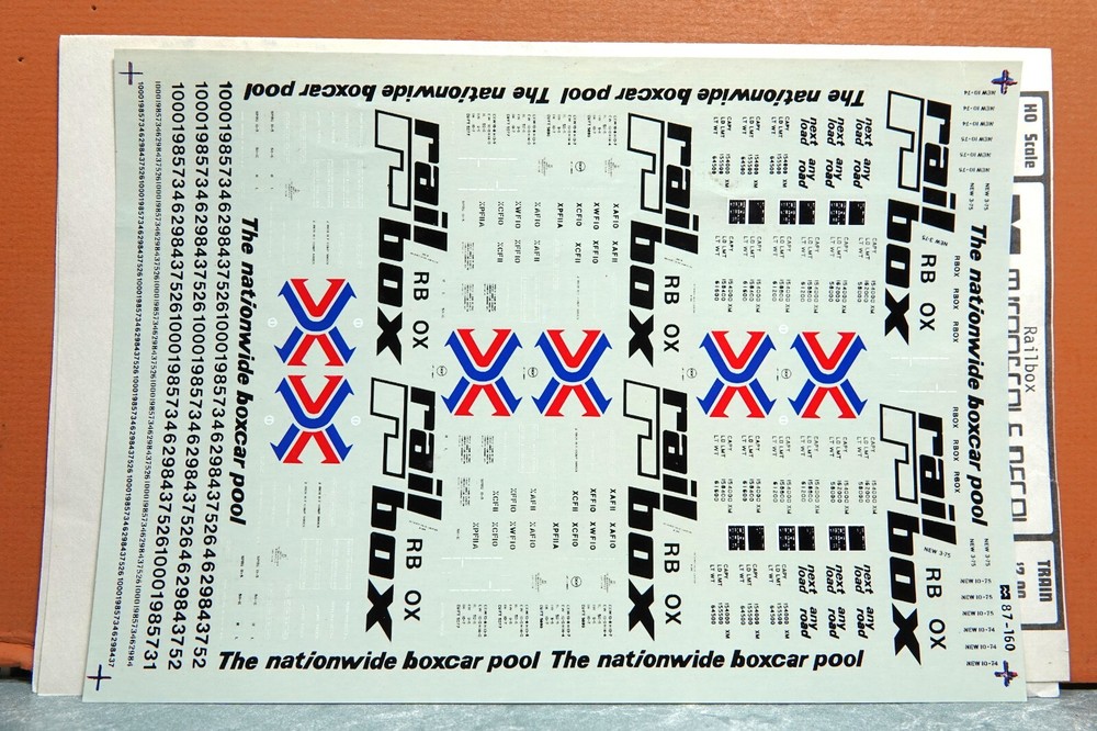MICROSCALE HO SCALE RAILBOX DECAL SHEET # 87-160