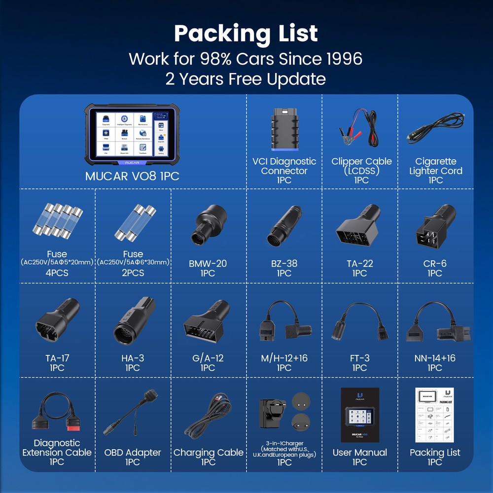 MUCAR VO8 OBD2 Scanner Key Coding All System Diagnostic Tool Bidirectional