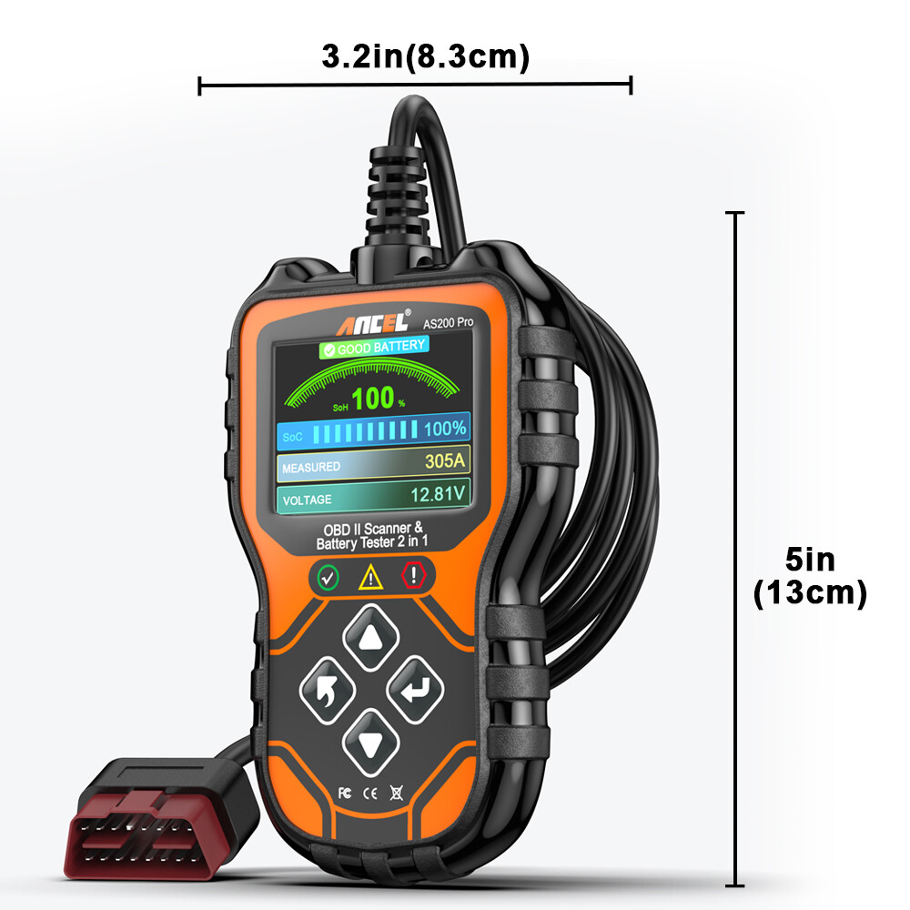 ANCEL AS200 Pro Car OBD2 Diagnostic Scanner Code Reader 12/24V Battery Tester