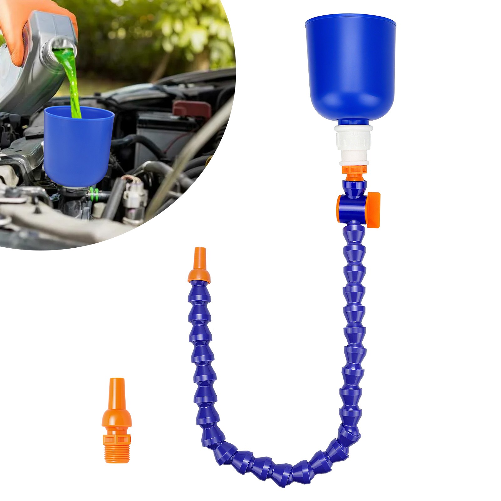 27" Flexible Bendable Transmission Oil Funnel w/ Switch & Filter for Car Fluids