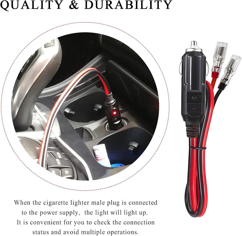 Durable 12V DC Cigarette Lighter Socket Connector with Quick Plug & Play Design