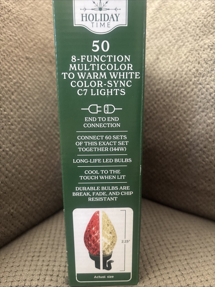 Holiday Time 50-Count 8-Function Multicolor to Warm White Color-Sync LED C7