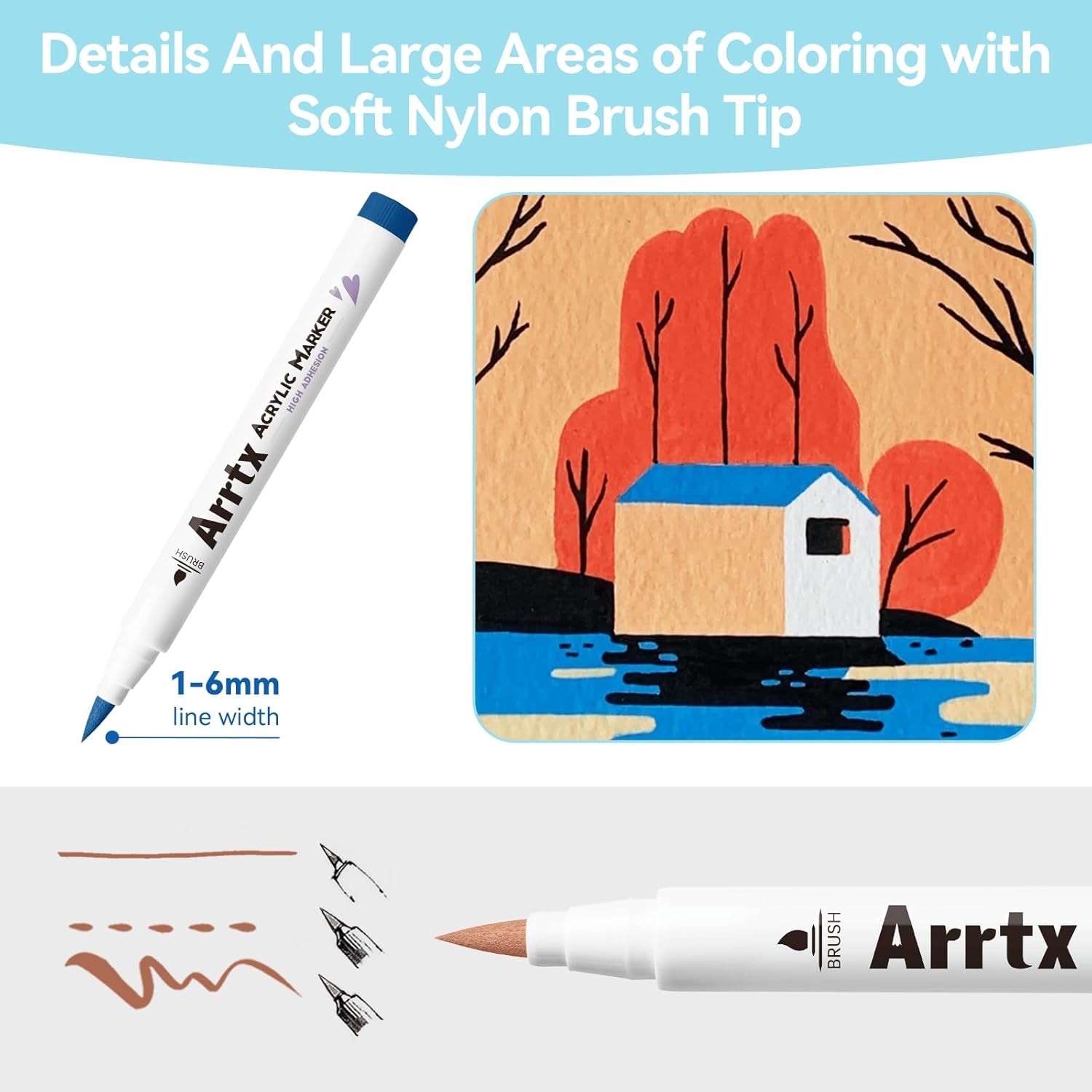 Arrtx Acrylic Markers 90 Colors Premium Brush Tip Paint Pens for DIY Project