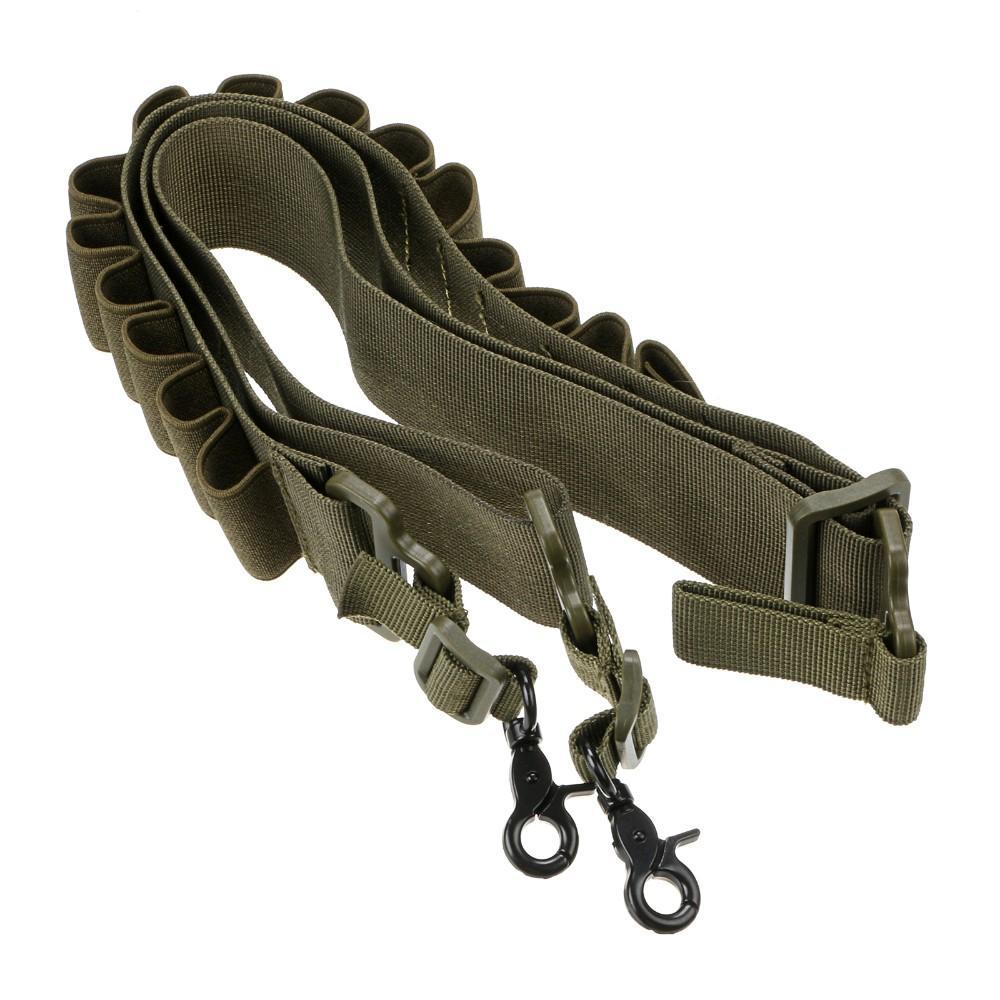 Tactical 2 Point Shotgun Sling Strap with 15 Shell Ammo Holder Bandolier 12 20GA