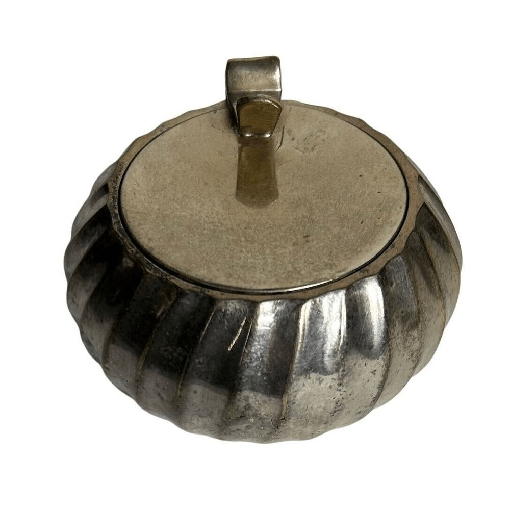 Small Silver Round Decorative Container/ Candle-Holder