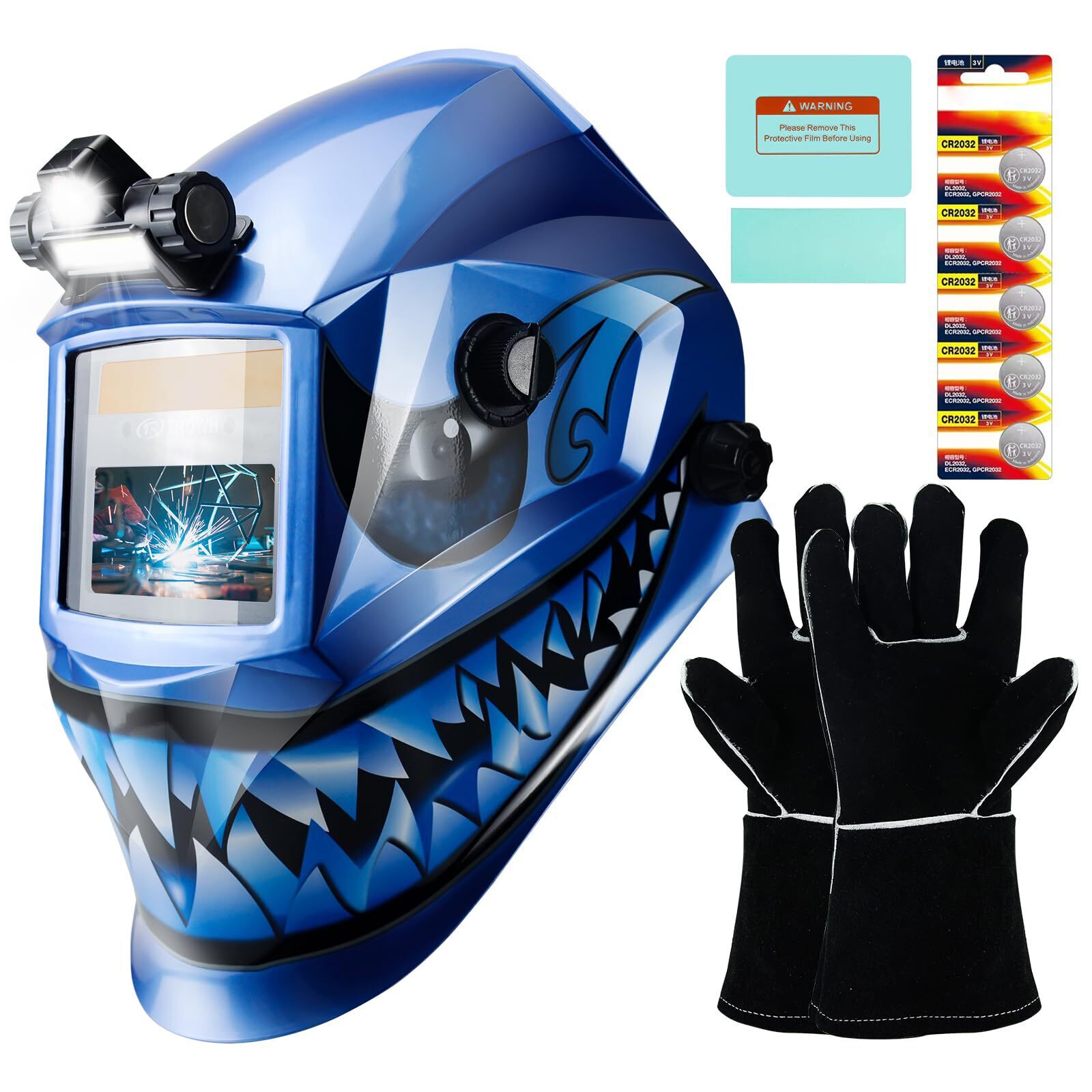 TRQWH True Color Auto-Darkening Welding Helmet with LED Light & Grind Mode